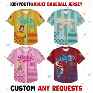 Custom Name Mario Galaxy Character Jersey Shirt, Matching Family Universal Birthday Gift Outfit image 3
