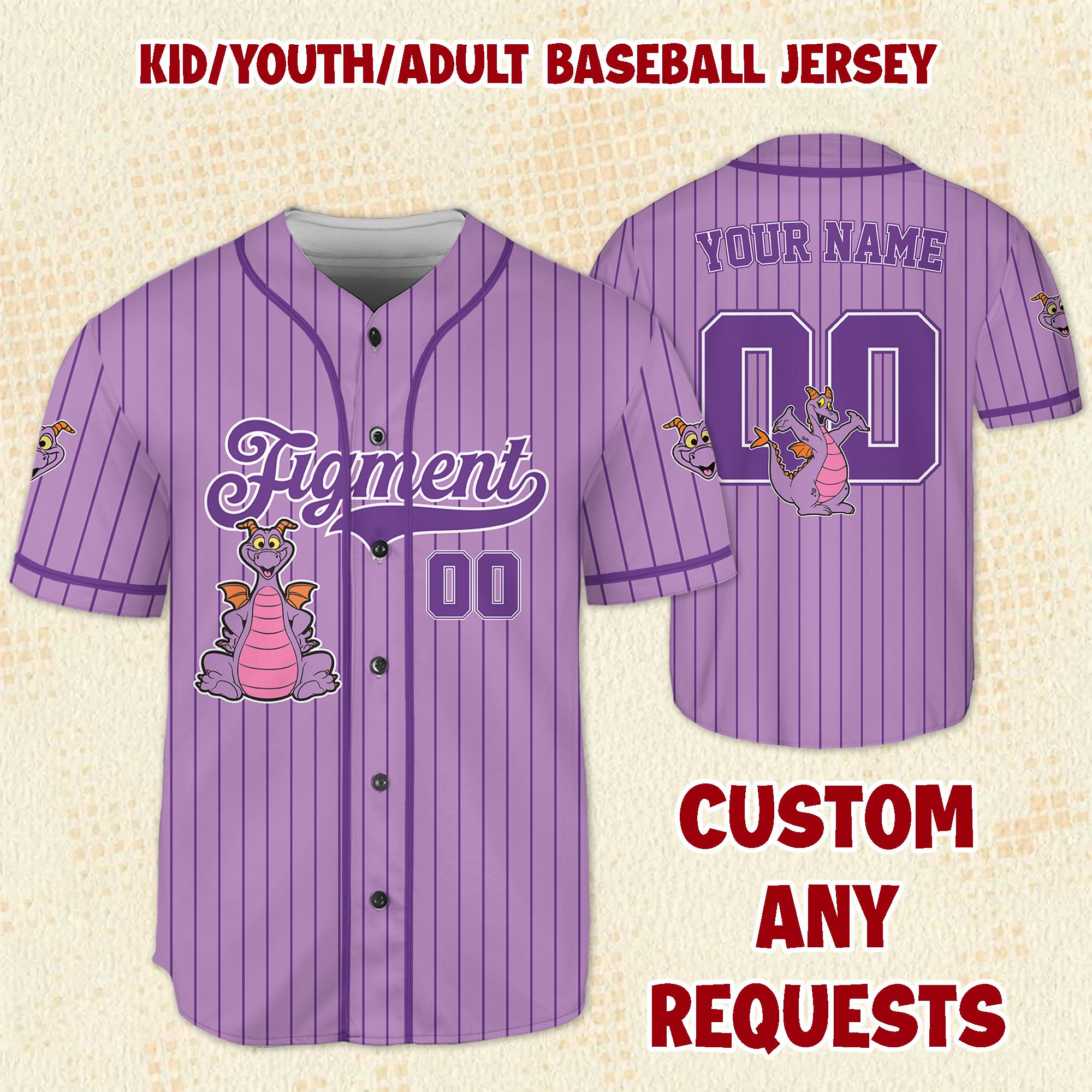 Discover Personalized Figment Epcot Baseball Jersey, Disney Dragon Shirt, Gift for Disney Parks Fans