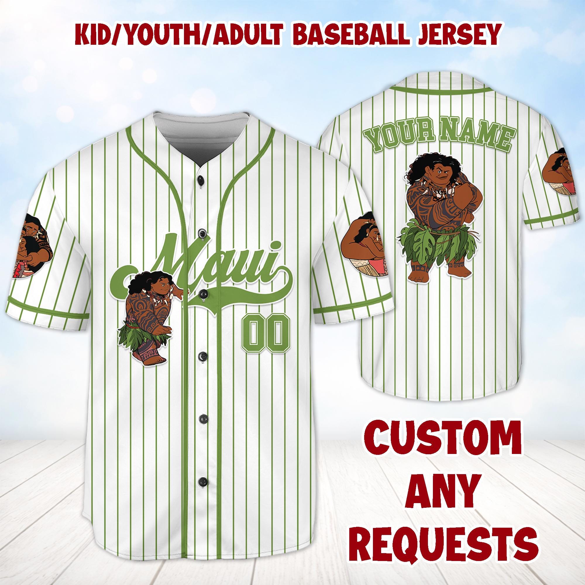 Discover Personalized Maui Baseball Jersey, Custom Name Kids Youth Adult Shirt, Magic Kingdom Trip Outfit