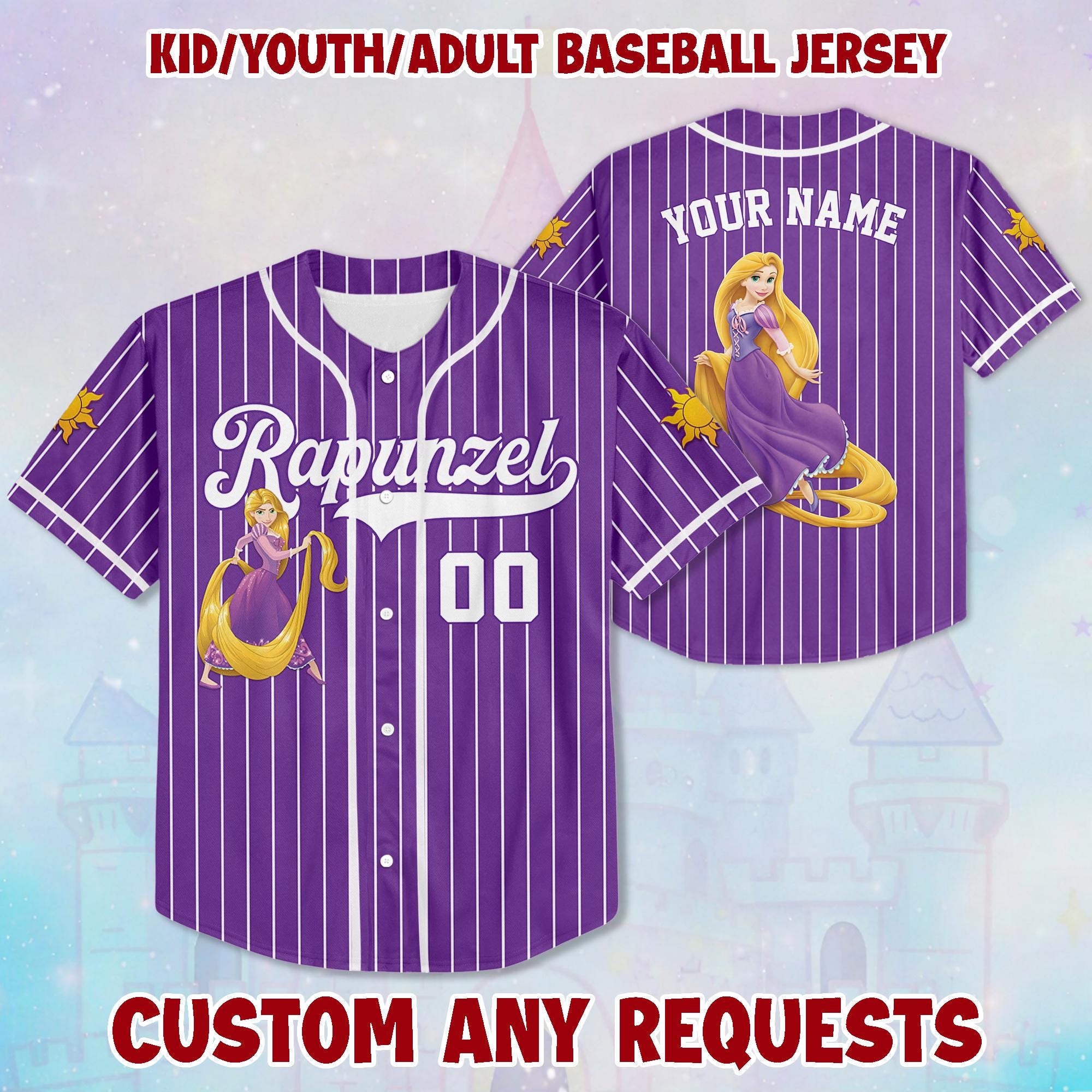 Discover Personalized Rapunzel Princess Baseball Jersey, Disney Fan Shirt
