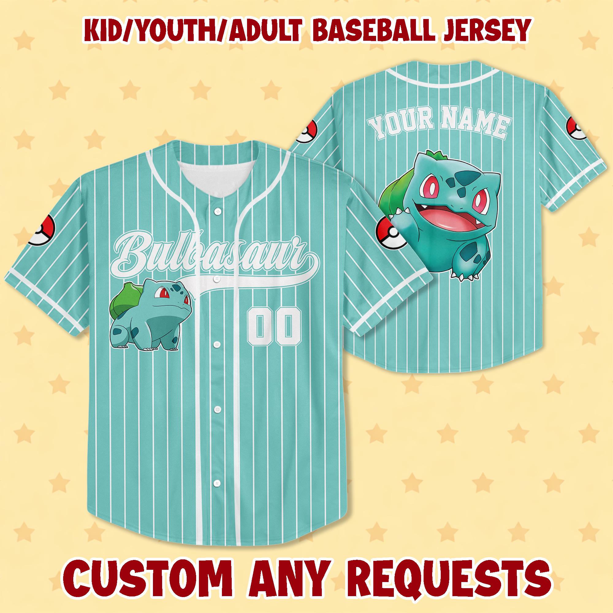 Discover Personalized Bulbasaur Baseball Jersey, Anime Fan Gift