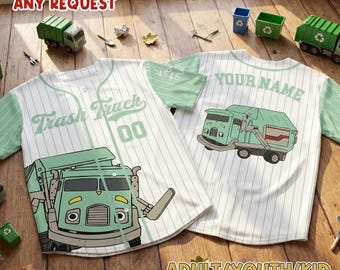 Camiseta de béisbol personalizada con diseño de camión de basura, camiseta del grupo Hank Walter Olive, conjunto familiar a juego.