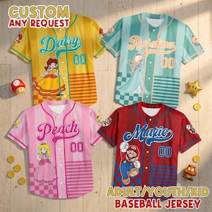 Custom Name Mario Galaxy Character Jersey Shirt, Matching Family Universal Birthday Gift Outfit image 1