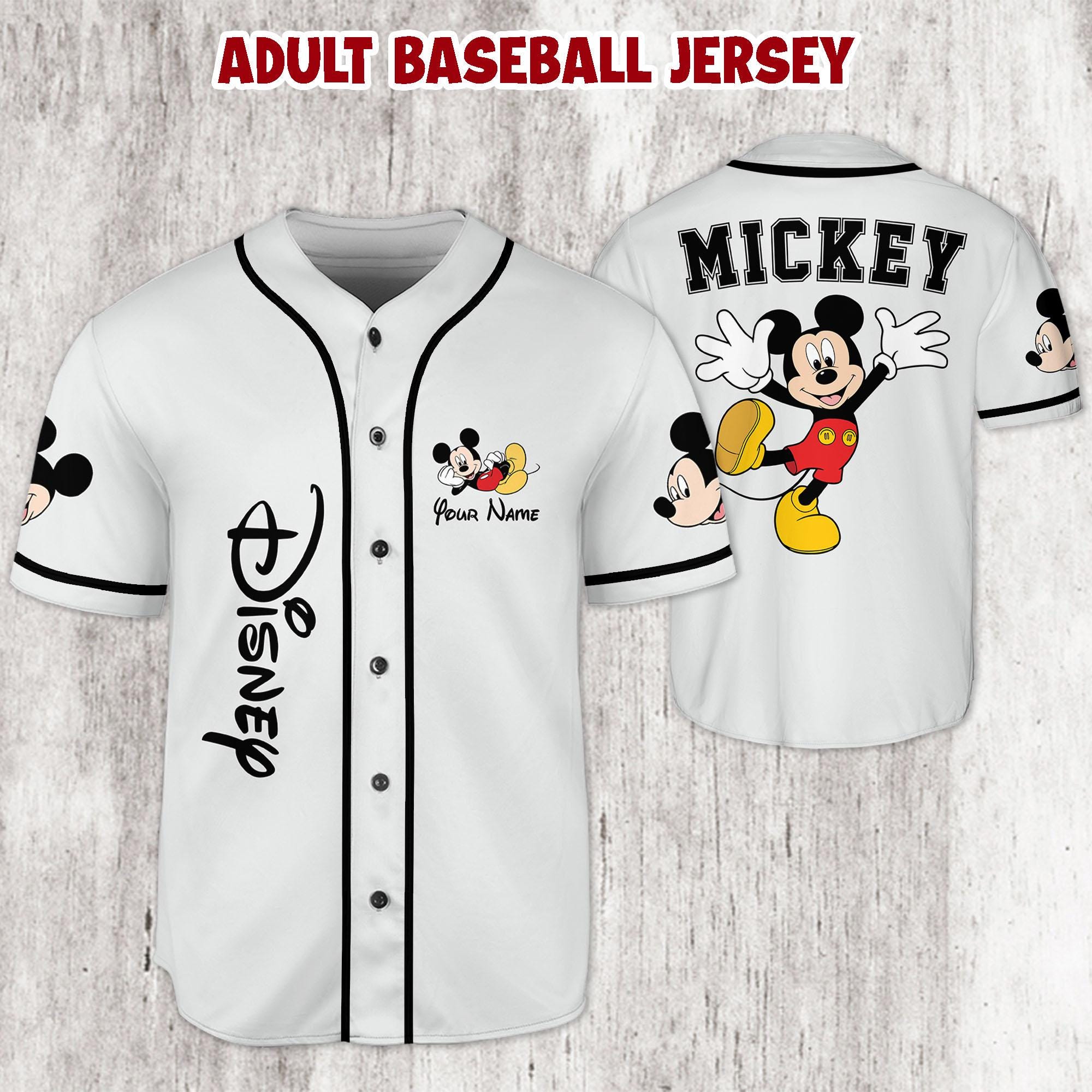 Discover Personalized Mickey & Friends Baseball Jersey, Disneyland Family Outfit, Kids Youth Adult Cartoon Shirt