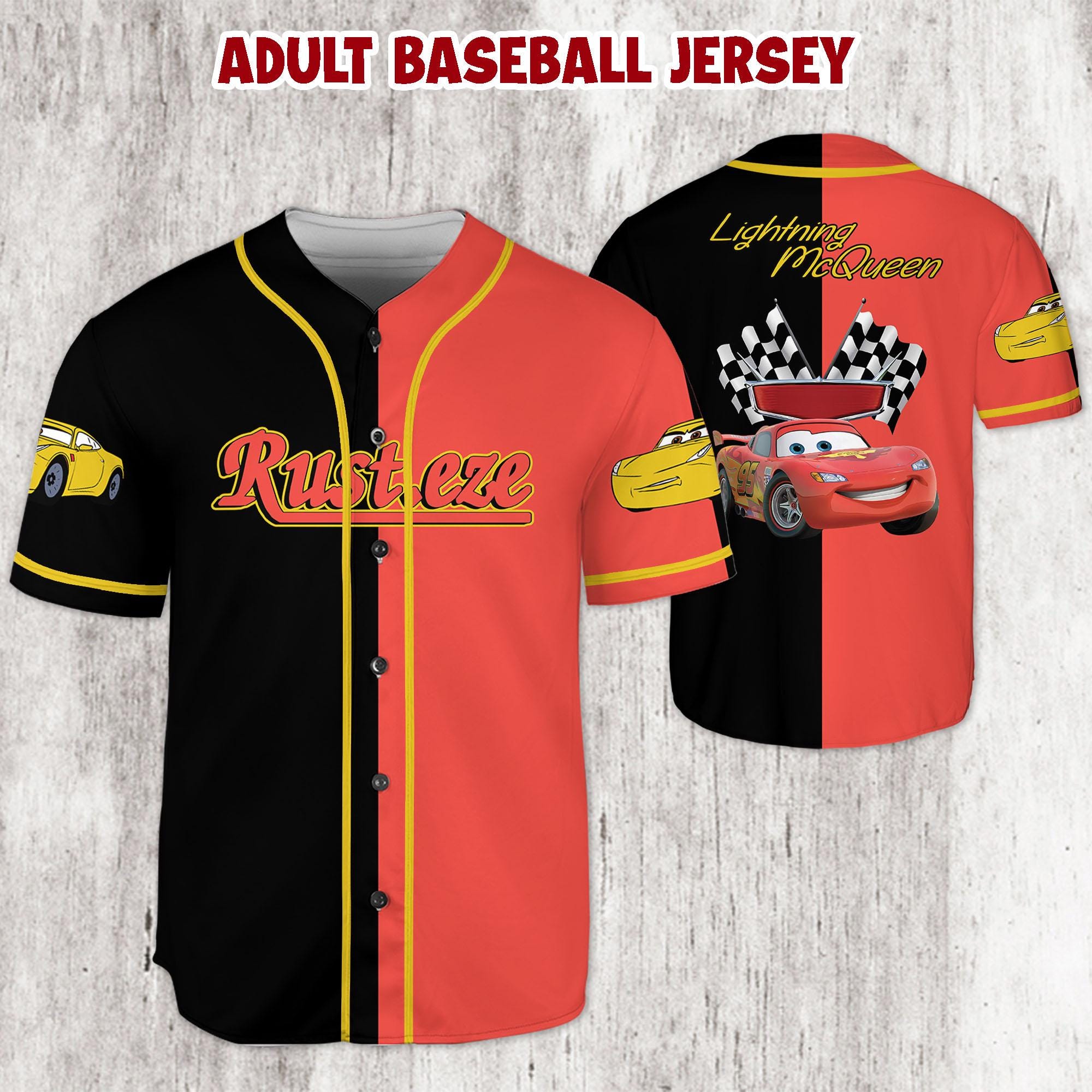 Discover Personalized Cars Baseball Jersey, Lightning McQueen Disney Jersey, Kids Gift