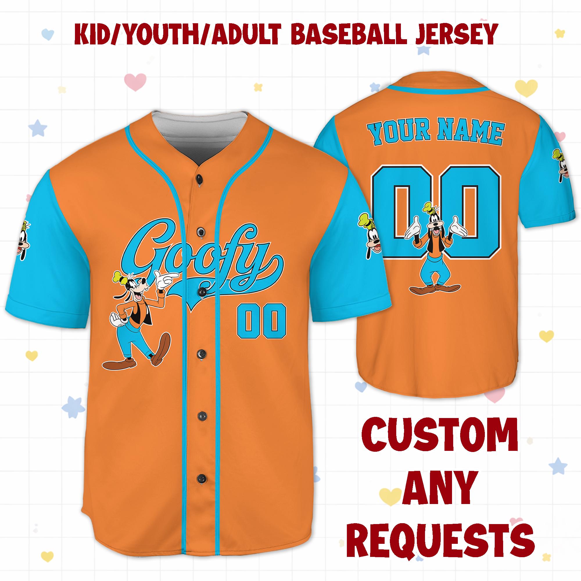 Discover Personalized Goofy Disney Baseball Jersey, Kids Youth Adult Shirt, Disneyland Trip Gift, Birthday Boy