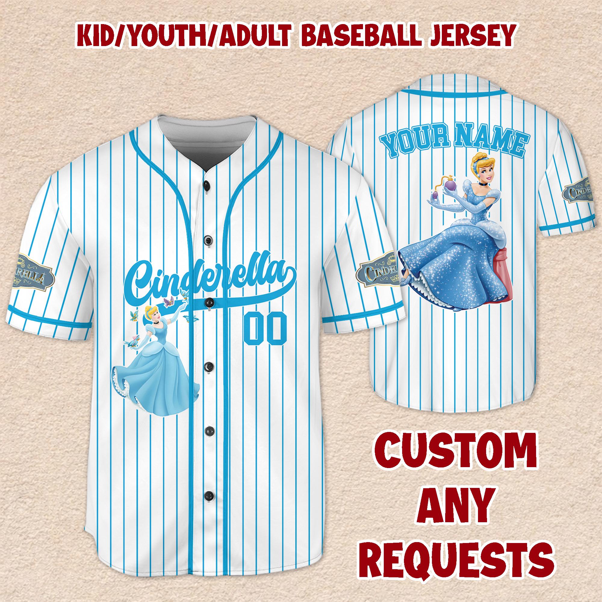 Discover Cinde Princess Baseball Jersey, Custom Name Kids Adult Crop Top Shirt, Family Matching Outfit