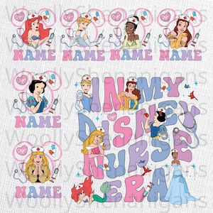 Nurse Princess PNG Bundle, In My Nurse Era Clipart, Cute Medical Sublimation Set, Personalized Cartoon Nurse Shirt Design