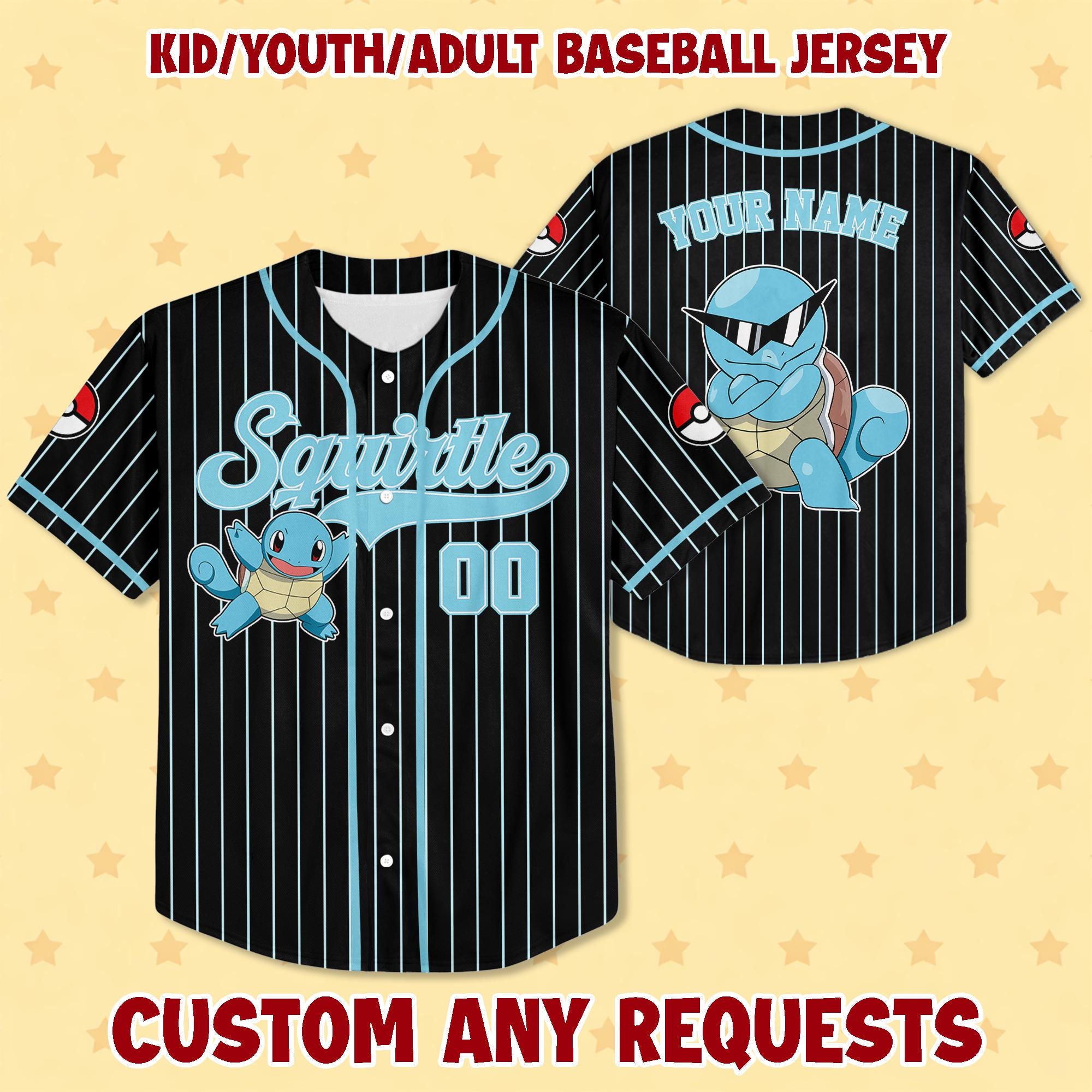 Discover Personalized Squirtle Evolution Baseball Jersey, Anime Team Matching Outfit, Monster Fan Gift