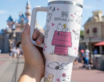 Personalized Snoopi Tumbler 40oz, Valentine Puppy Dog Cup, Peanuts Gift