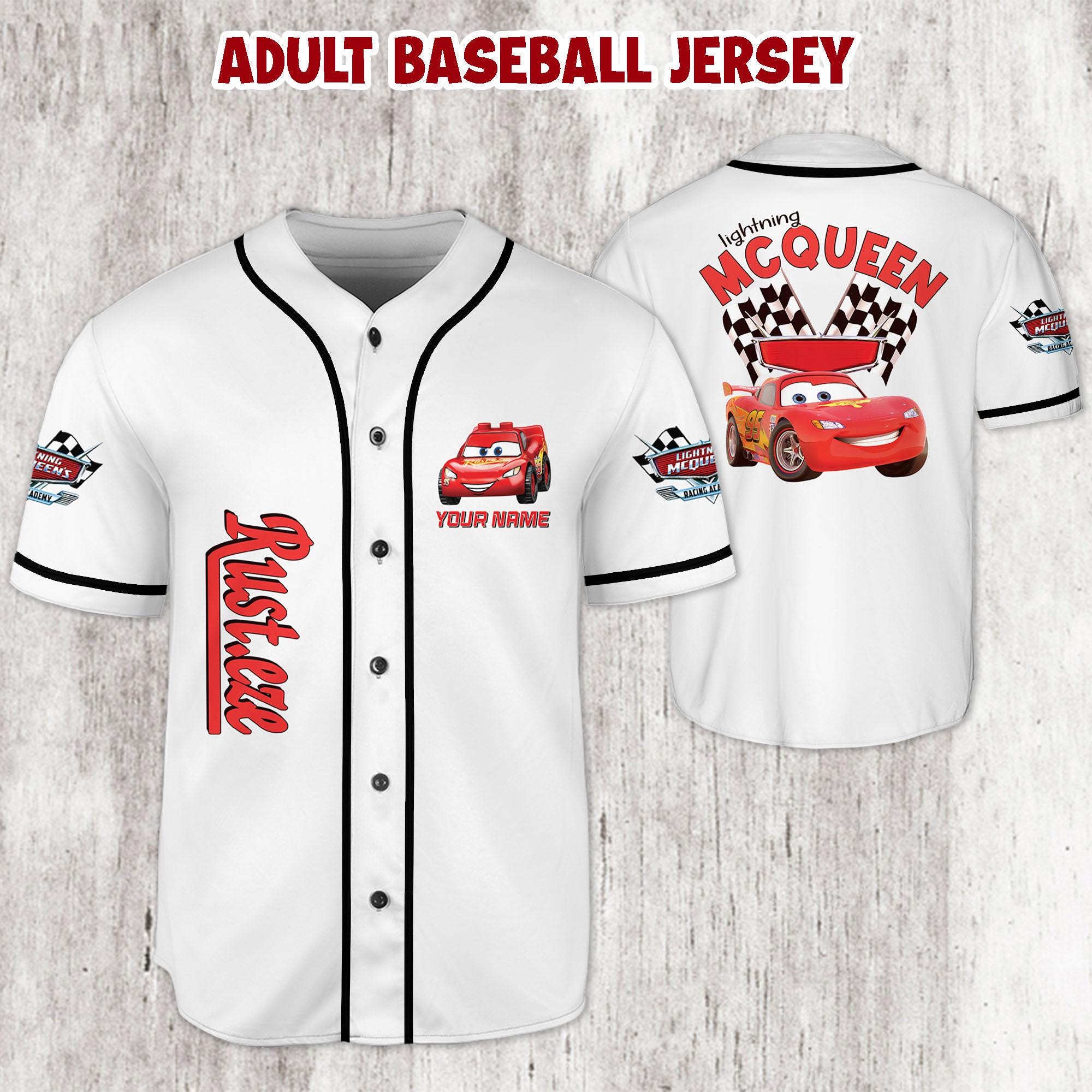Discover Personalized Cars Baseball Jersey, Lightning McQueen Disney Jersey, Kids Gift