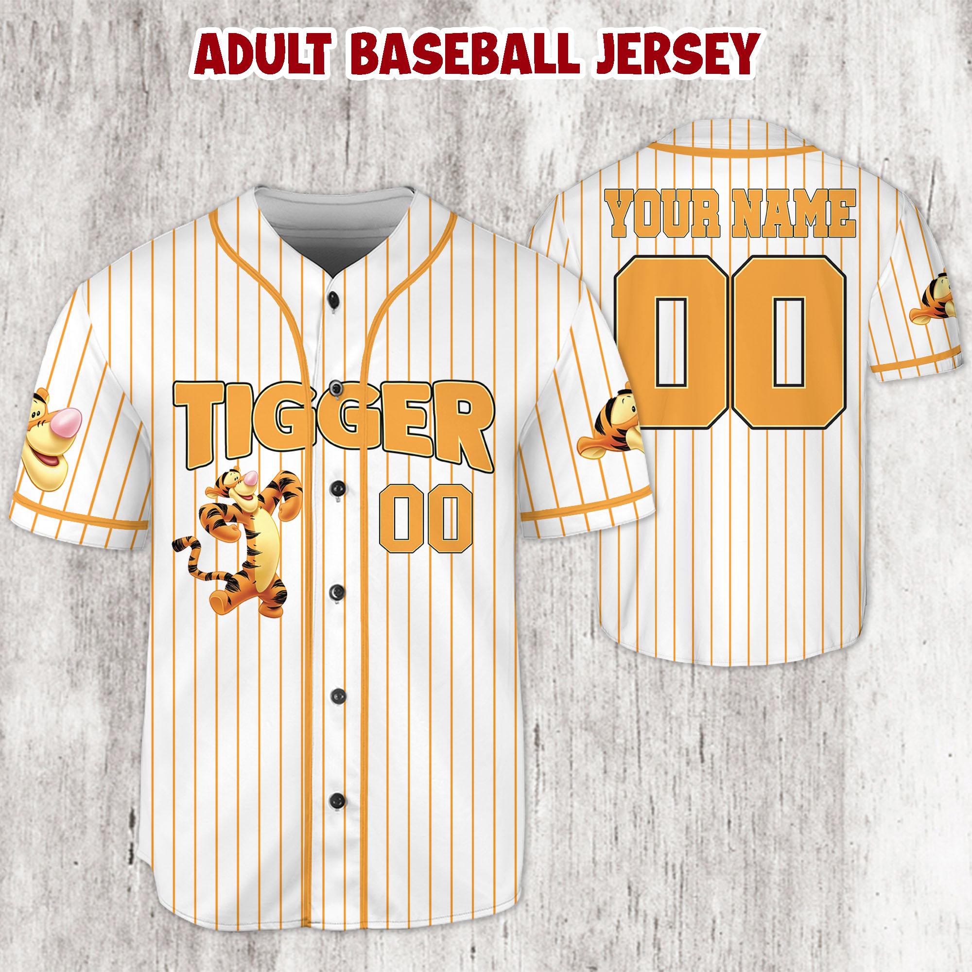 Discover Personalized Tigger Winnie the Pooh Baseball Jersey, Kids Youth Adult Shirt, Disney Birthday Gift
