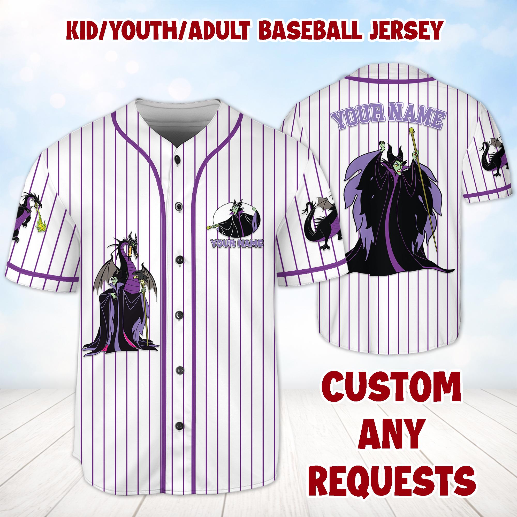 Discover Maleficent Jersey Shirt, Disney Villain Baseball Jersey, Kids Youth Adult Gift