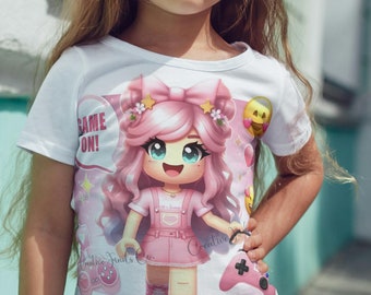 Kawaii Roblox Gamer Girl PNG: Sublimation Design (Digital Download)
