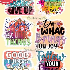 Lot d'autocollants PNG inspirant et motivant, lot de citations Png inspirantes, motivant autocollants numériques, lot d'autocollants PNG