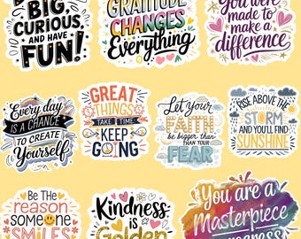Motivational  and Inspirational PNG Sticker Bundle, Inspirational Quotes Png Bundle, Motivational Quotes Stickers, PNG Sticker Bundle