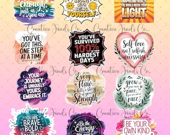 Bundel met inspirerende quote png-sticker: motiverende affirmaties (digitale download)