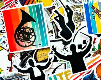 100 stuks symfoniestickers, stickers retro muziekinstrument, stickers podiumkunsten, creatieve melodiesticker voor helm, laptop