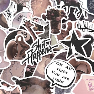 100 Random Aesthetic Stickers, Coquette Design, Vinyl Stickers, Waterproof Stickers, Retro Decor, Unique Stickers for Journaling or Laptop