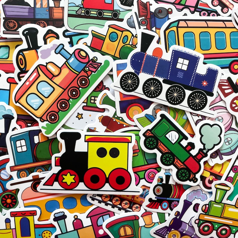 Train Sticker Design 50PCS Railway Engine Stickers, Locomotive Stickers, Cartoon Train ...