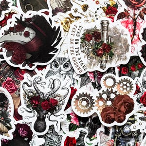 100 Steampunk Aufkleber, Gothic Rose Aufkleber, Viktorianische Aufkleber, Künstlerische Aufkleber, Retro Sticker Pack, Dunkle Blumenaufkleber für Mädchen