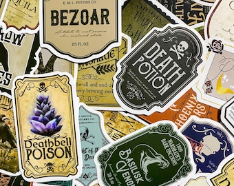 50 stickers hekserijdrankje, retro magische labels, stickers fantasiegotisch, waterdichte plakboekstickers, etiketten voor tovenaarsdagboek