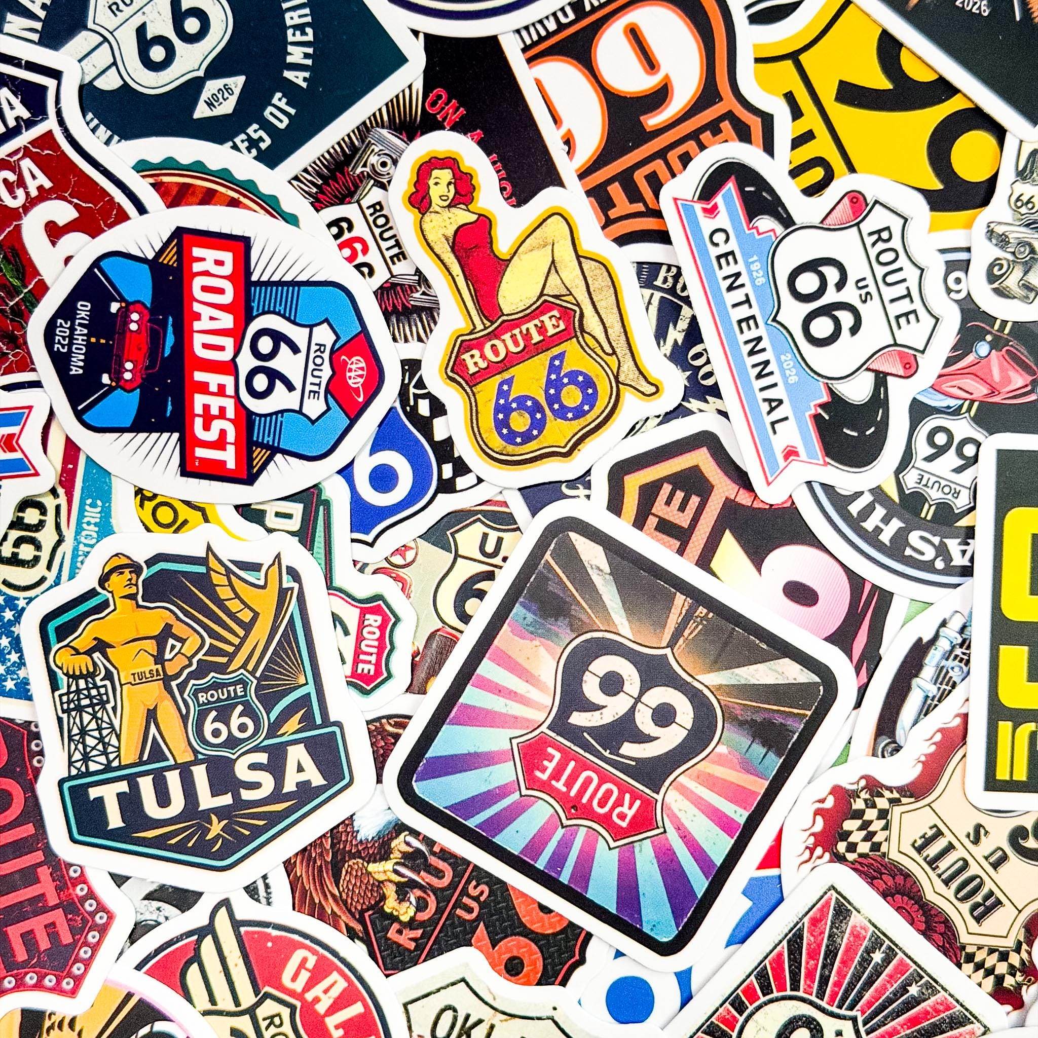 Road Sticker Type 50PCS Rustic Highway Stickers Pack, Adventurous Western Travel Stickers ...