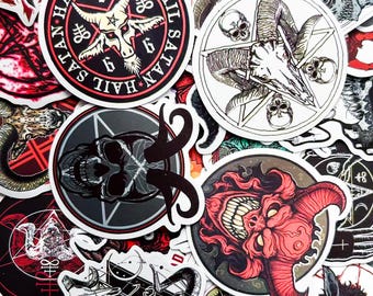 50 stuks satanisch stickerspakket, duivelstickers, pentagramstickers, donkere gotische stickers, waterdichte stickers voor plakboek, skateboard, Kindle