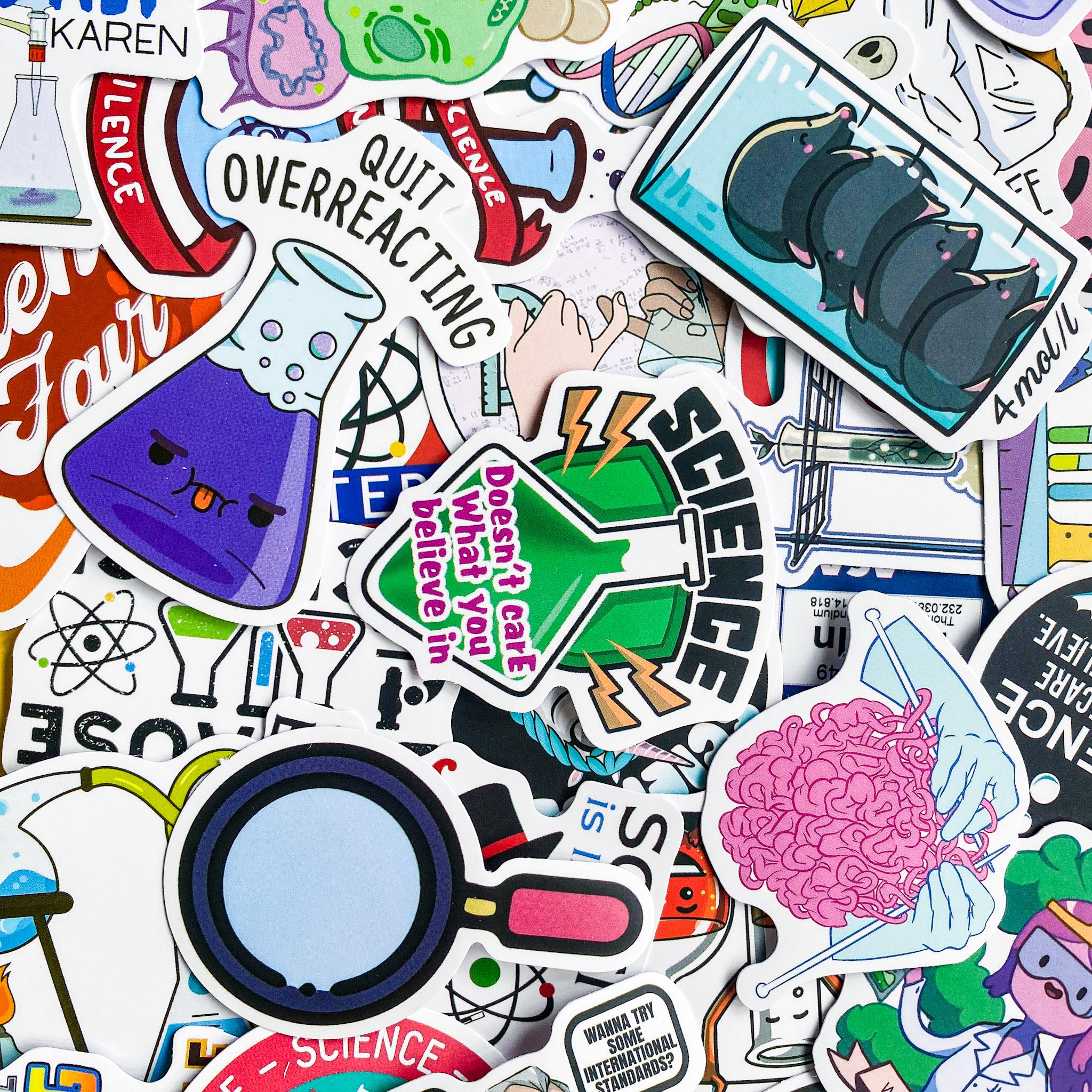 Printable Lab Stickers 50PCS Funny Lab Stickers, Science Stickers, Cute Biology and Chemistry ...