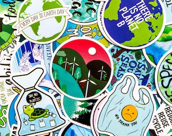 50 stuks duurzaamheidsstickers, schattige stickers voor milieubewustzijn, groene aarde recyclestickers voor waterfles, plakboek, gitaar