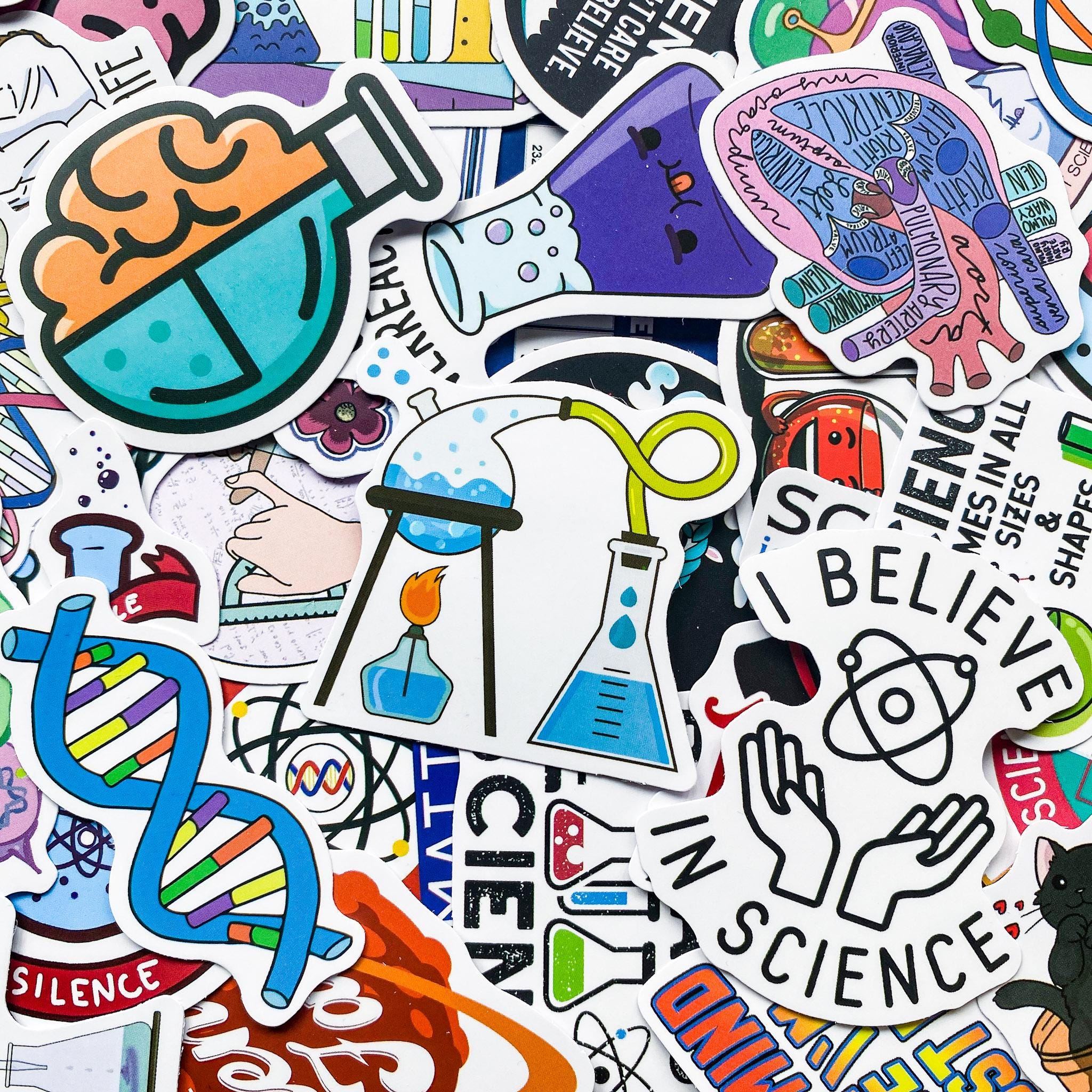 50PCS Funny Lab Stickers, Science Stickers, Cute Biology and Chemistry ...
