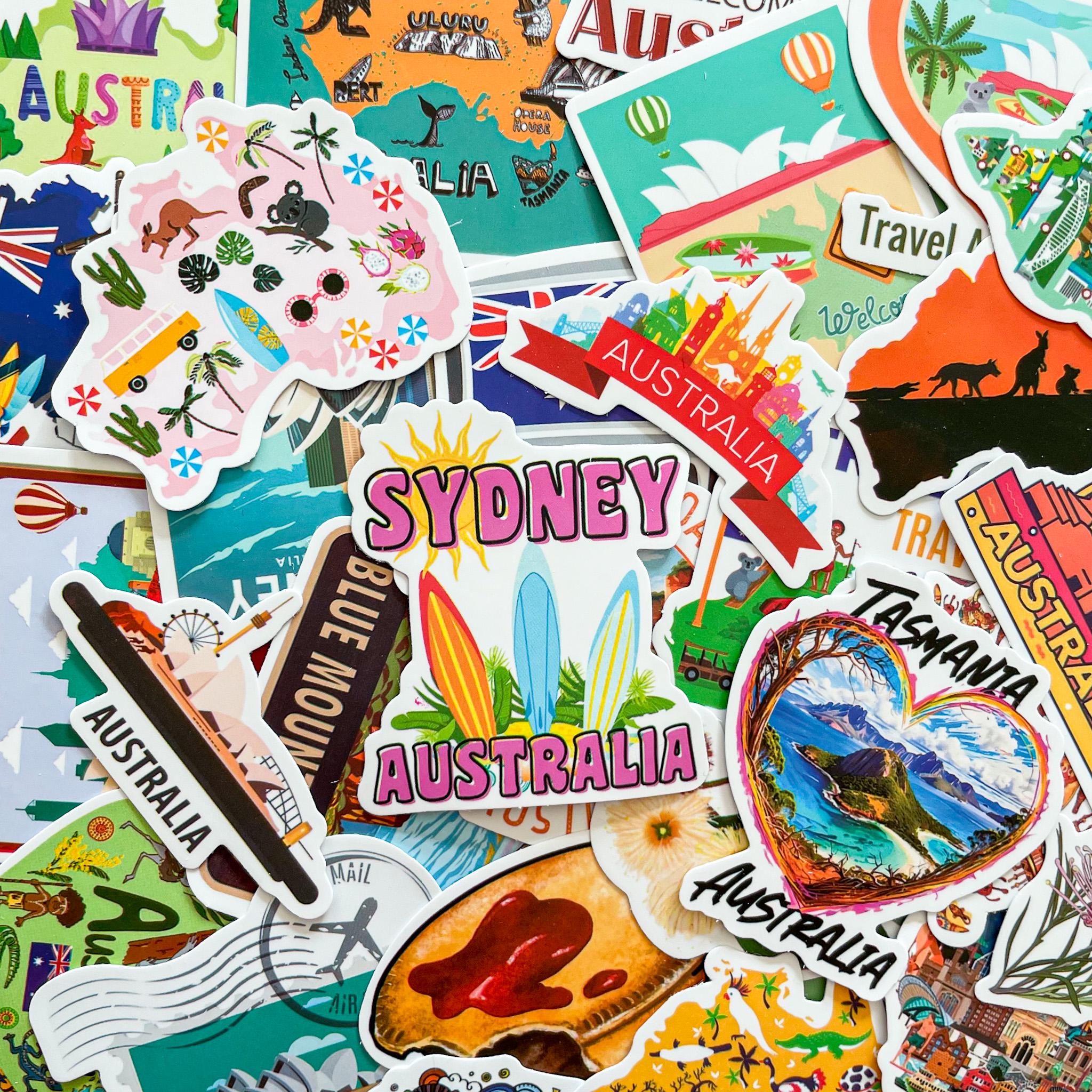 50 Random Australia Stickers, Sydney Travel Stickers, Kangaroo and ...