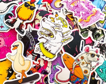 50 STKS stickerspakket voor griezelig beest, stickers met gedraaide dierengraffiti, levendige surrealistische stickers voor opbergdoos, notebook, waterfles