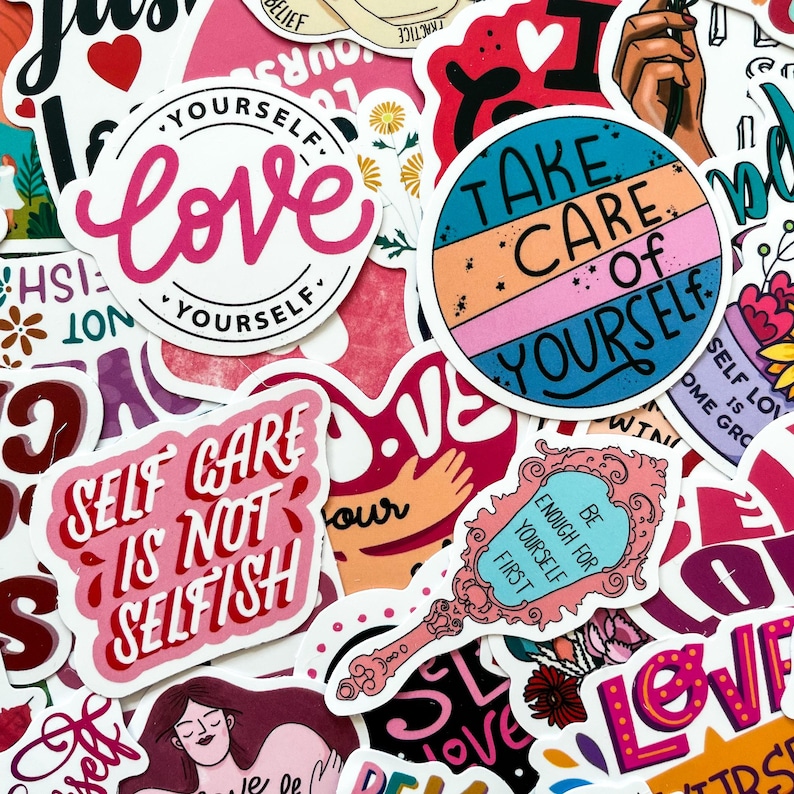 50 Random Self-love Stickers, Encouragement Stickers, Waterproof ...