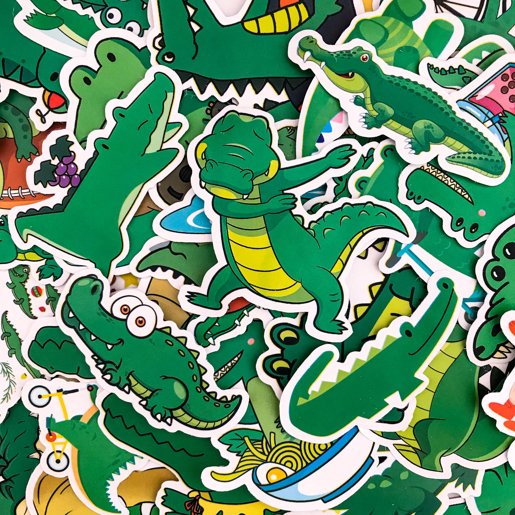 50 Random Crocodile Stickers, Cute Alligator Stickers, Funny Waterproof ...