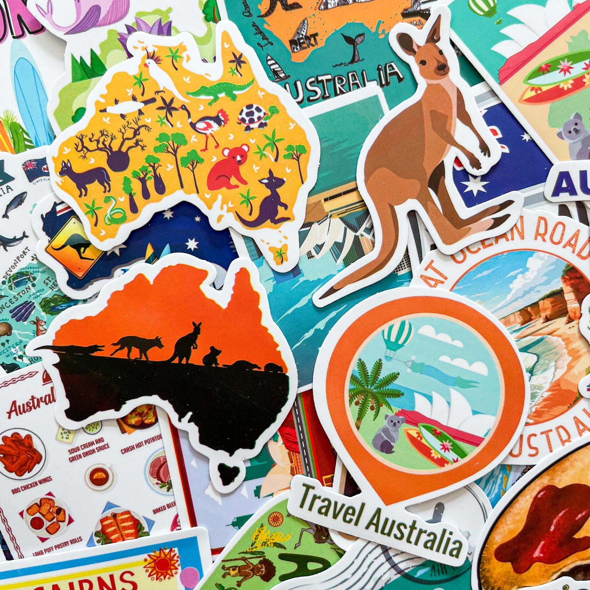 50 Random Australia Stickers, Sydney Travel Stickers, Kangaroo and ...