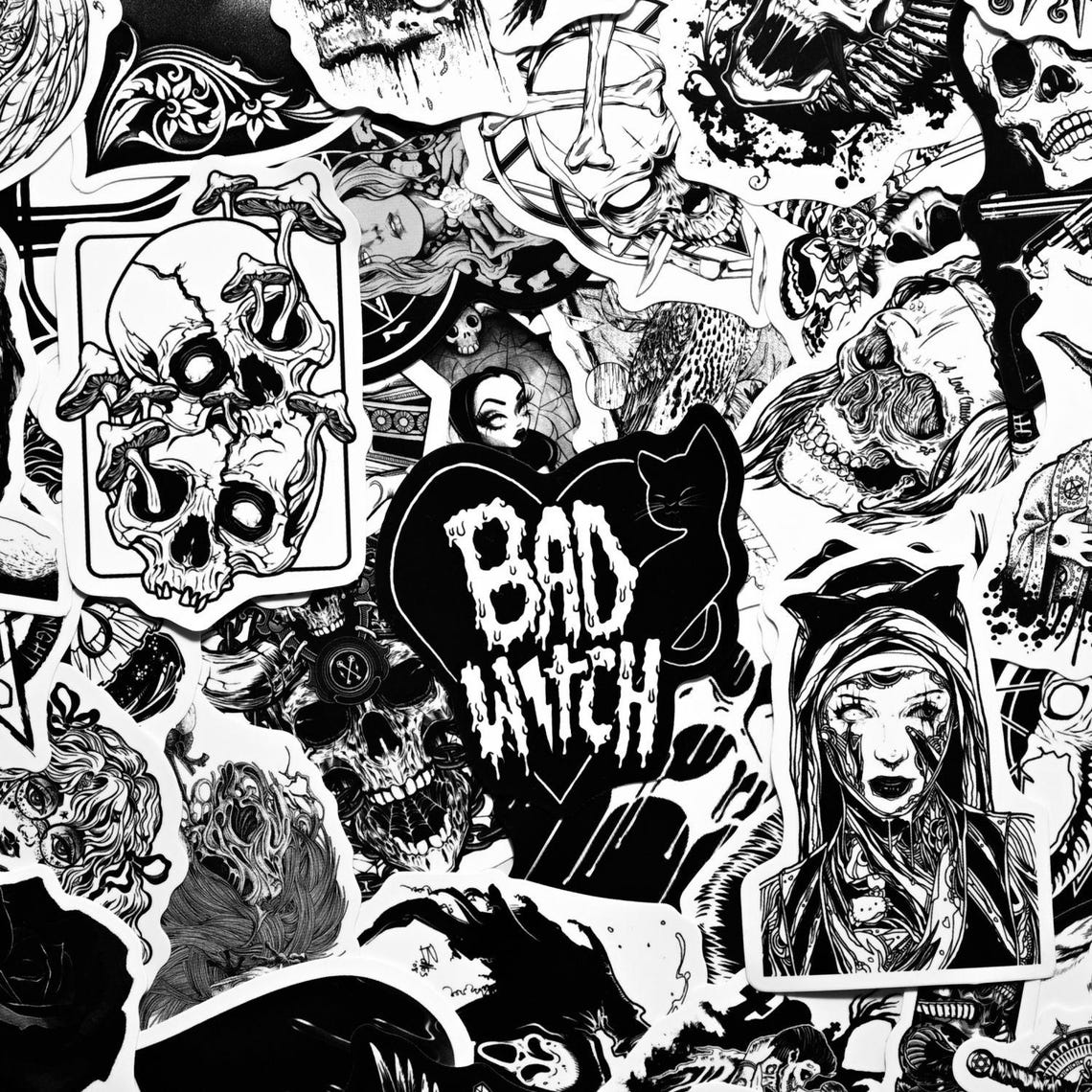 50 PCS Goth Sticker Pack, Cool Vinyl Stickers for Kind Lelaptop Books ...