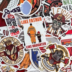 100 Random Firefighter Stickers Pack, Fire Rescue Helmet Stickers, Firefighter Art Stickers, Fire Truck Stickers for Car, Luggage, Bag