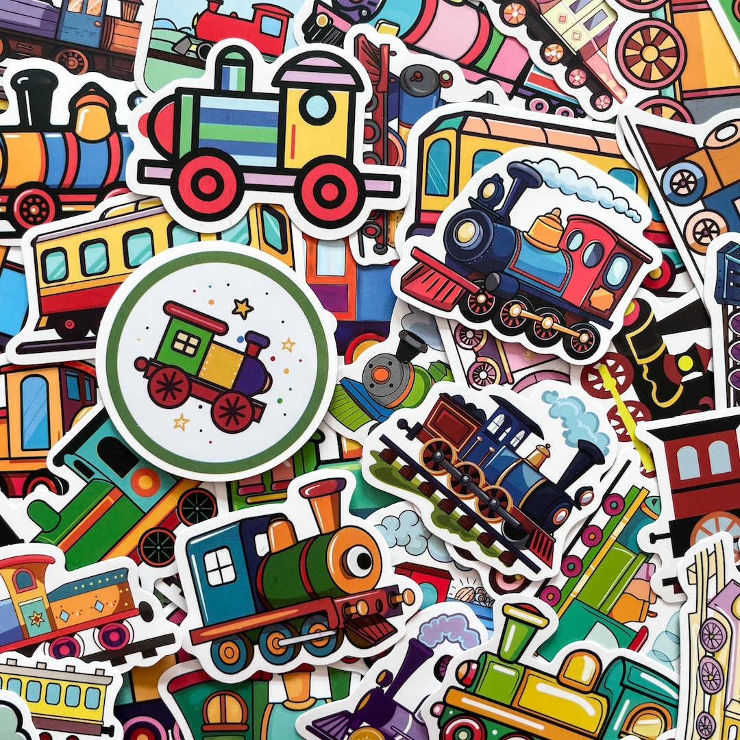 Train Sticker Design 50PCS Railway Engine Stickers, Locomotive Stickers, Cartoon Train ...