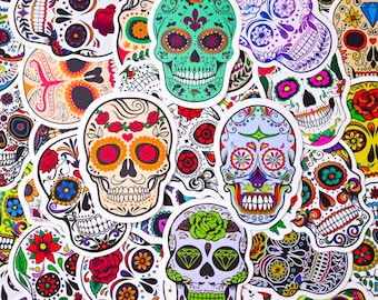 100 PCS Sugar Skull Stickers | Colorful Skull Sticker Decals for Laptop Kindle Scrapbook and Decor, Vinyl Stickers, Waterproof Stickers