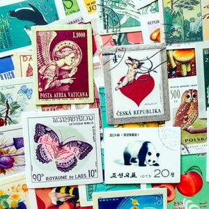 50 STÜCKE Retro Philatelie Aufkleber, charmante Poststempel-Kunstaufkleber, Botanische Postkarten-Aufkleber für Sammelalben, Wasserflasche