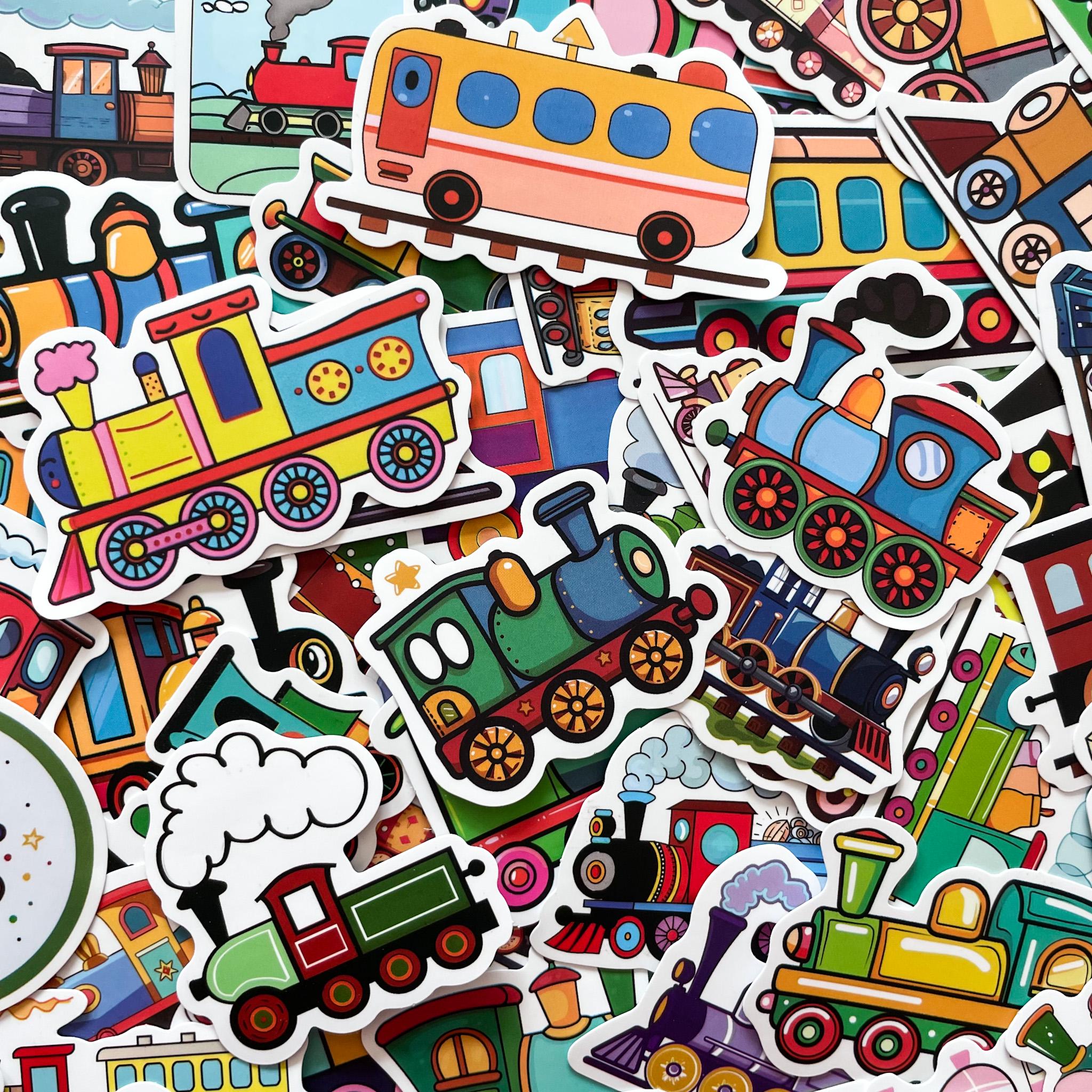 Train Sticker Design 50PCS Railway Engine Stickers, Locomotive Stickers, Cartoon Train ...