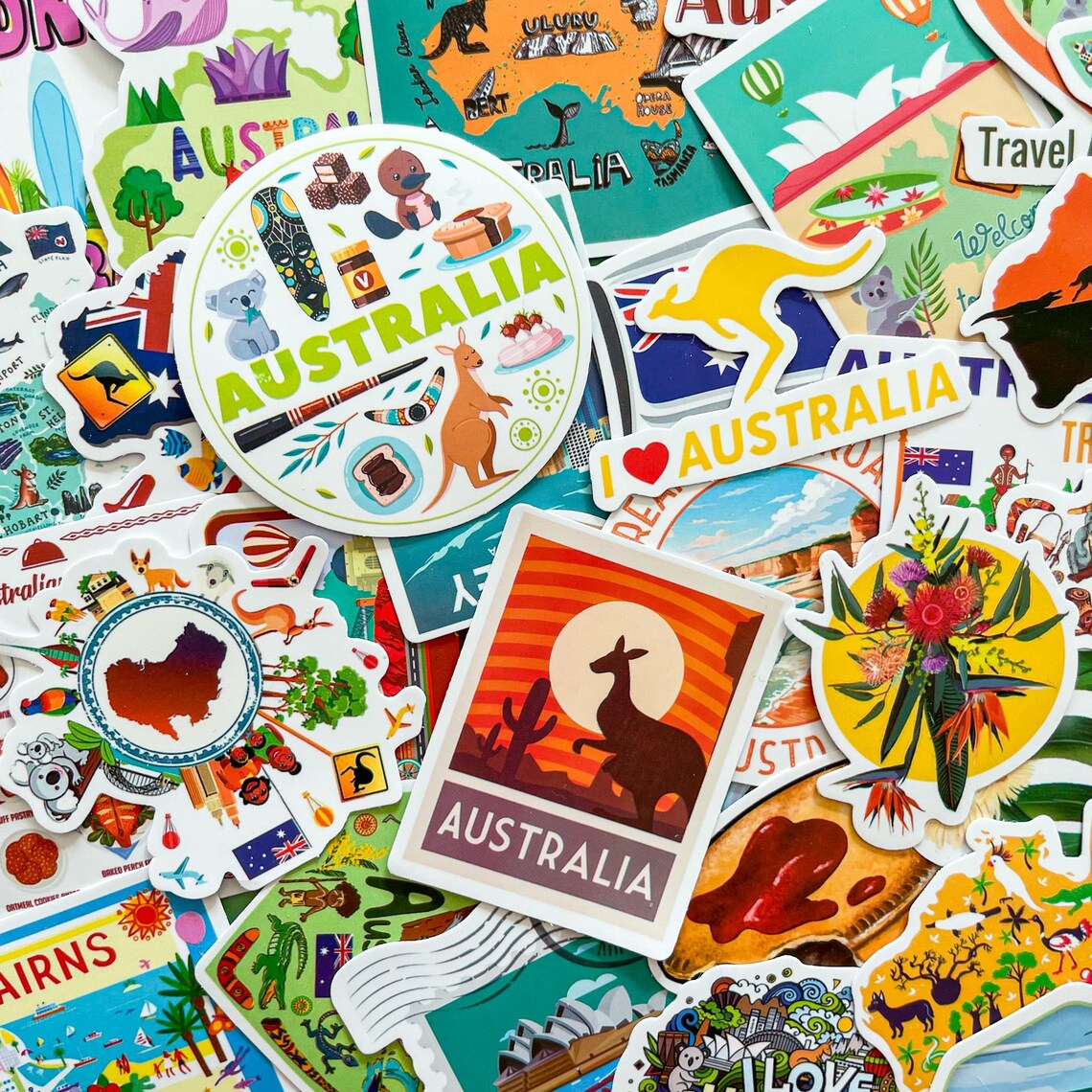 50 Random Australia Stickers, Sydney Travel Stickers, Kangaroo and ...