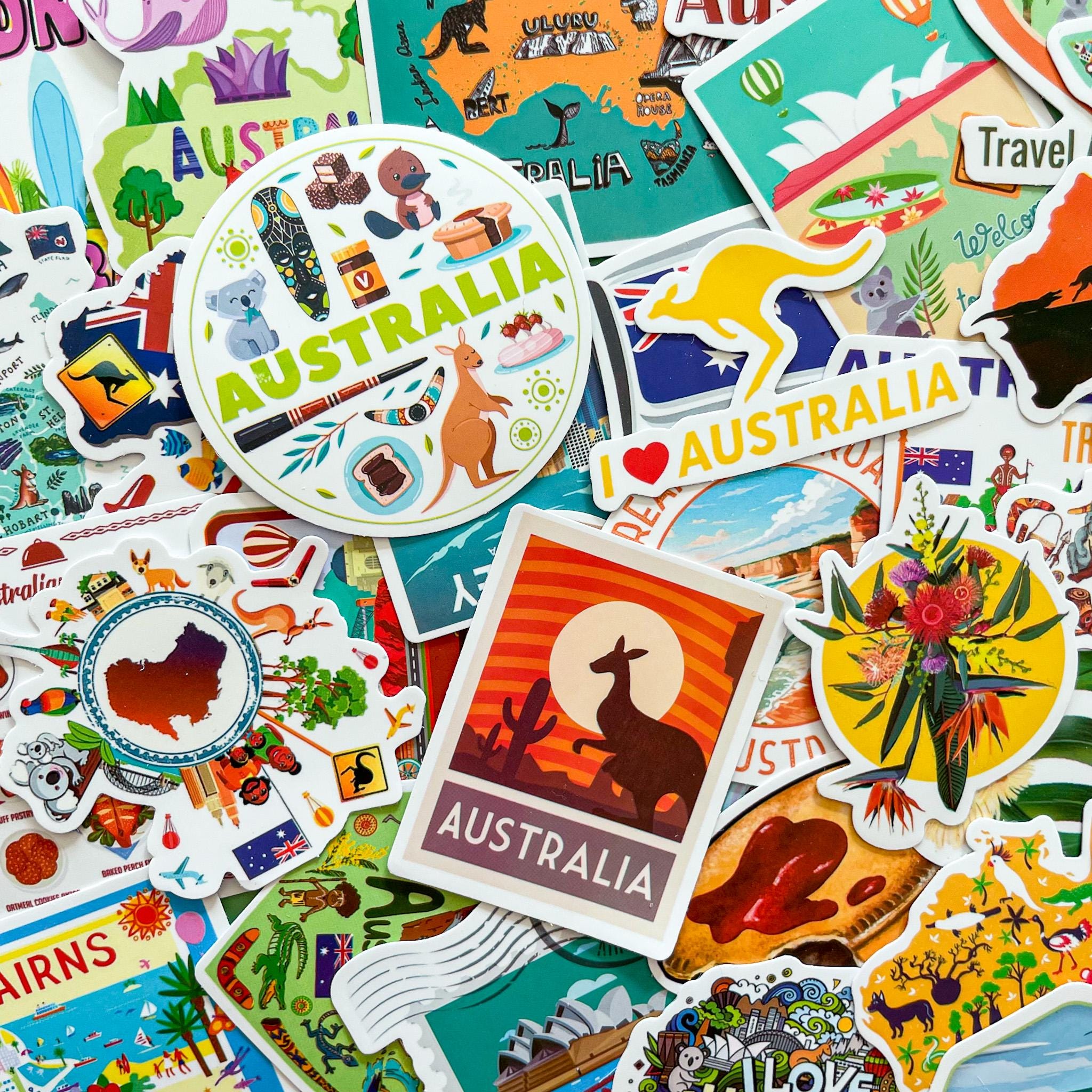 50 Random Australia Stickers, Sydney Travel Stickers, Kangaroo and ...
