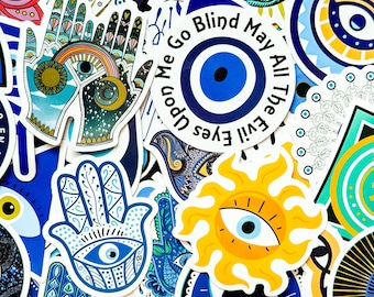 50 STKS Heilig Boze Oog Stickers Pack, Mystic Nazar Charm Stickers, Beschermende Mystic Aesthetic Stickers voor laptop, bagage, skateboard