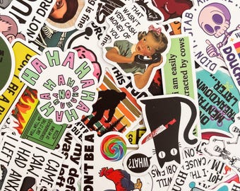 50PCS Edgy Witty Phrase Sticker Pack, Retro Humorous Meme Stickers, Funny Quirky Sticker, Waterproof Vinyl Sticker for Laptops, Water Bottle