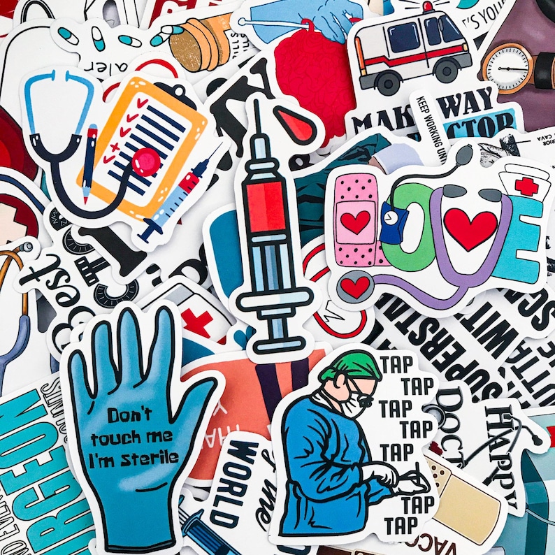 Medical Topic Sticker 50 Random Medical Stickers, Surgeon and Nurse Stickers, Medical ...