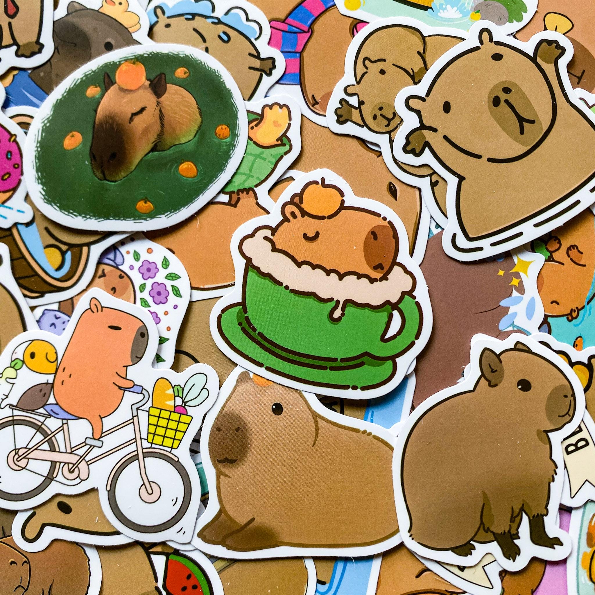 100 Random Funny Capybara Stickers, Cute Animal Stickers, Adorable Capybara Stickers for Kids, Waterproof Stickers for Laptop, Kindle