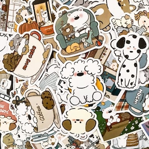 100 pegatinas de animales al azar, pegatinas de perros lindos, pegatinas de dibujos animados kawaii, pegatinas divertidas de mascotas para álbumes de recortes, diarios, manualidades para niños, equipaje
