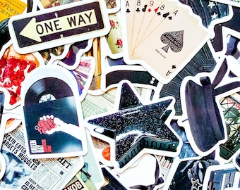 50 STKS Downtown Girl-stickerspakket, vintage boekkoffiestickers, zwarte platenstickers, retro stadslevenstickers voor waterfles, notebook